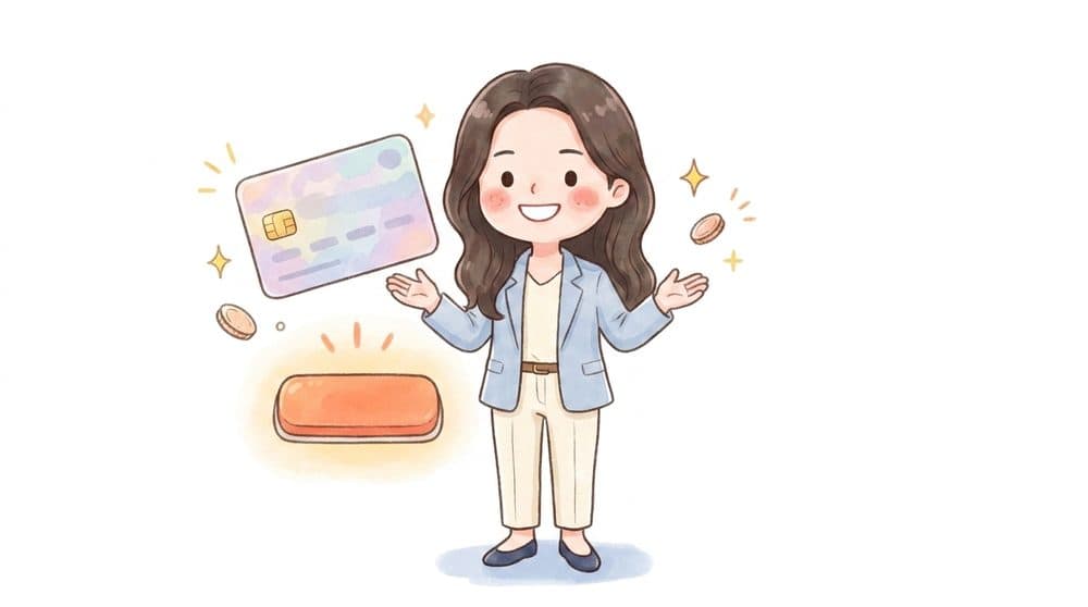 카드 결제 버튼을 소개하는 수채화
